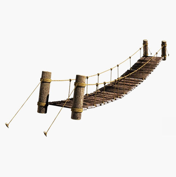 3d model rope bridge - Rope & Wood Plank Suspension Bridge... by Bondiana